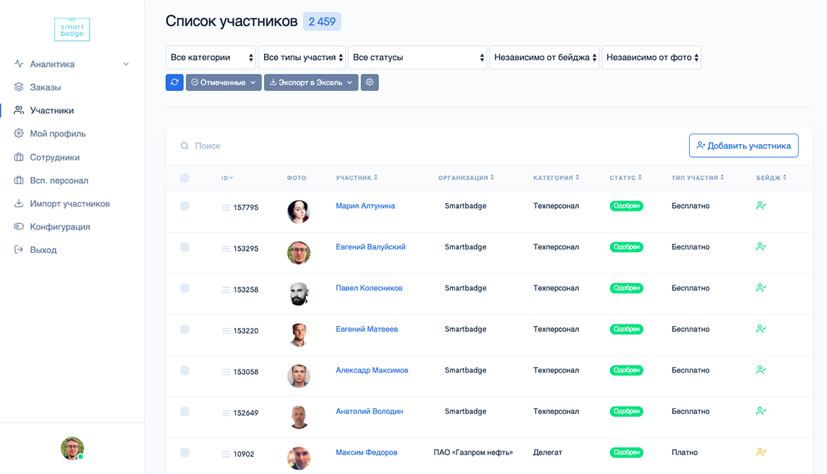 Списки участников Списки участников