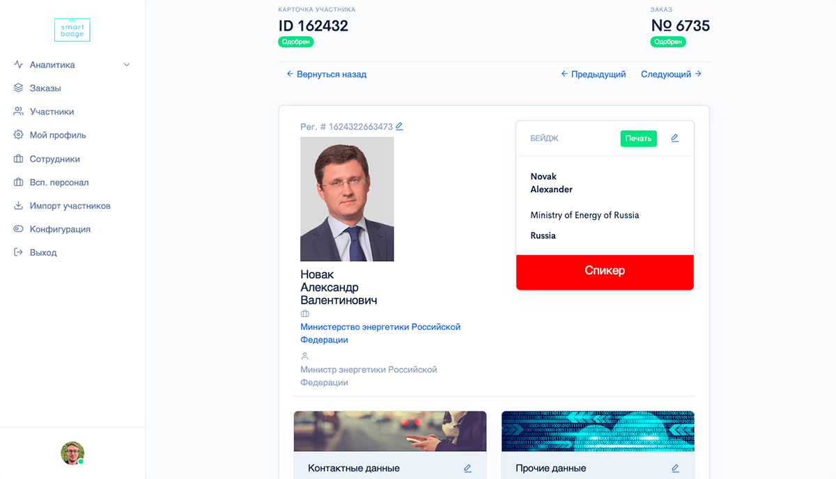 Подробные карточки участников Подробные карточки участников